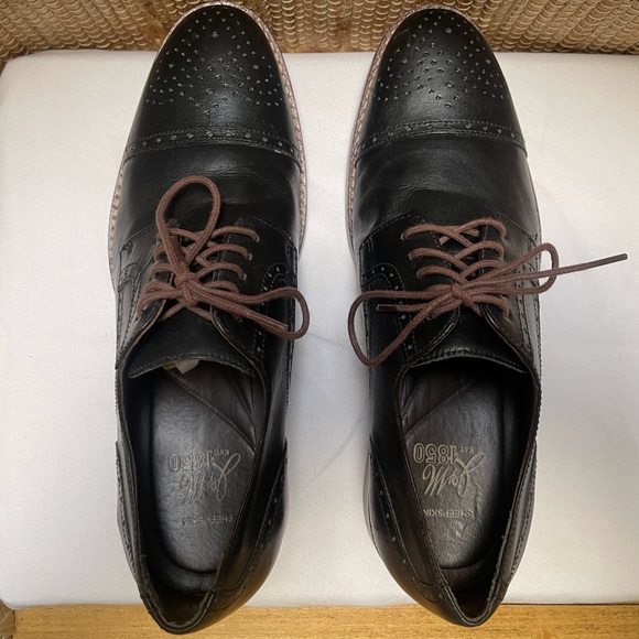 Johnston and Murphy Oxford Brown Sole Black Leather 8.5 - Picture 3 of 6